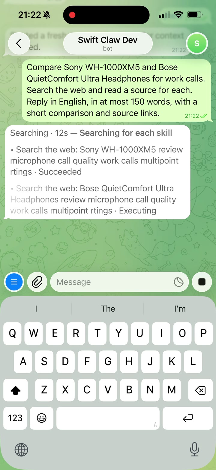 The Sony search has succeeded while the Bose search is still executing.